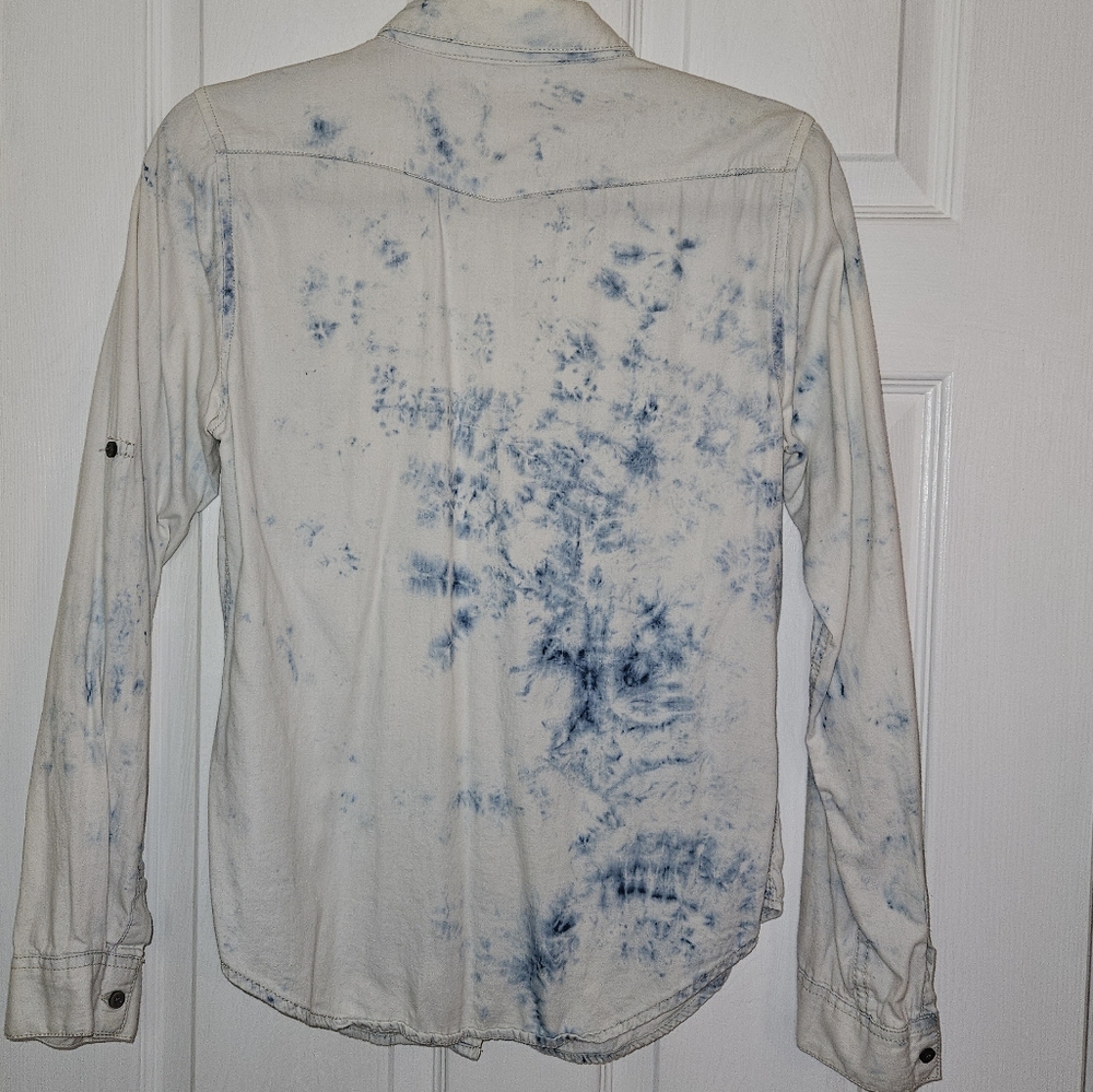 Charlotte Russe Denim Tie-dye Button-down Cowgirl Y2K Grunge M - Picture 2 of 4